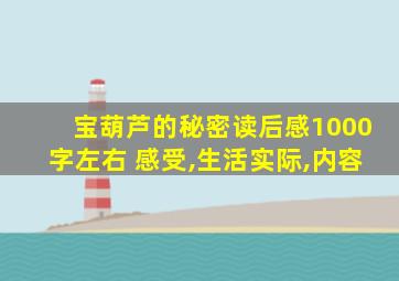 宝葫芦的秘密读后感1000字左右 感受,生活实际,内容